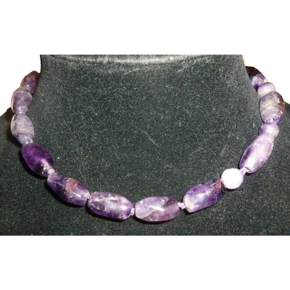 Vintage Amethyst Faceted Barrel Drum Genuine Natural Loose‎ Bead Strand 16"